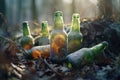 close-up of frosty beer bottles buried in ice Royalty Free Stock Photo