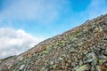 Close up frozen colorful stones on mountain slope Royalty Free Stock Photo