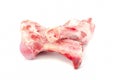 Frozen fresh pork bones with red meat stuck To be used for making pork bone broth on a white background