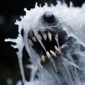 A close up of a frozen monster with its mouth open, AI