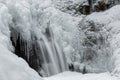 Close up of frozen waterfall