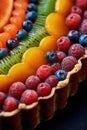 A close up of a fruit tart on a table. Generative AI image. Royalty Free Stock Photo