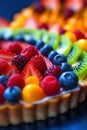 A close up of a fruit tart on a table. Generative AI image. Royalty Free Stock Photo
