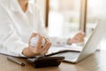 Close up frustrated hands business crumpling paper ball Royalty Free Stock Photo