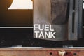 Close up fuel tank at under train.