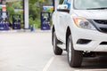 Close up fuel vehicle truck car in gas fuel station Royalty Free Stock Photo