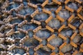 Close up full frame shot of a rusty chain on a haul truck tire Royalty Free Stock Photo