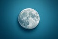 Close-up of the full moon illuminating the dark blue night sky, creating a captivating celestial scene Royalty Free Stock Photo