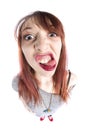 Close up Funny Young Woman with Tongue Out Royalty Free Stock Photo