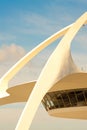 Close-up of the futiristic architecture of Theme Building Royalty Free Stock Photo