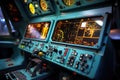 close-up of futuristic aerospace control panels