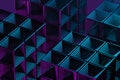 Close-up of a futuristic artificial intelligence cube in neon light on a purple background Royalty Free Stock Photo