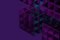 Close-up of a futuristic artificial intelligence cube in neon light on a purple background Royalty Free Stock Photo