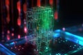 close-up of futuristic encryption key hologram