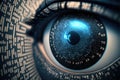 A futuristic eye processing data.Generative AI Royalty Free Stock Photo