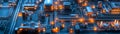 Close-up of futuristic glowing circuit board