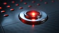 Red Light Glows Brightly on Metallic Control Panel With Many Other Indicator Lights Royalty Free Stock Photo