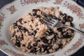 Close up of Gallo pinto, traditional Costa Rican food