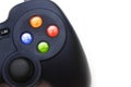 Close up of game controller on white screen