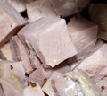 CLose Up of Gammon Ham Cubes Chunks Meat Royalty Free Stock Photo