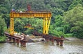 Close up of gantry crane