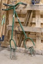 Close-up on garden claws, a kind of pitchfork, a tool used in the vegetable garden to refine the surface of the soil Royalty Free Stock Photo