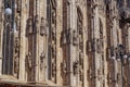 Close-up of gargoyles along the walls of Seville Cathedral.