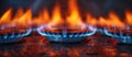 Close Up of Gas Stove Flames Royalty Free Stock Photo