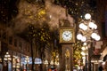 Close-up Gastown Steam Clock. Vancouver downtown beautiful street view at night. Canada. Royalty Free Stock Photo