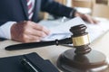 Close up of gavel, Male lawyer working with scales of justice, b Royalty Free Stock Photo