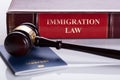 Close-up Of Gavel And Passport Royalty Free Stock Photo