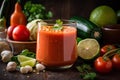 close-up of gazpacho, with ingredients visible and flavorsome