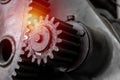 Close up gear machine part, engine drive parts Royalty Free Stock Photo