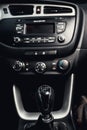 Gear shift in the car and central console in the background Royalty Free Stock Photo