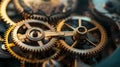 Close up of gears and cogwheels. Industrial background. 3d rendering