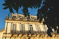 Close up of Gemini houses facade - casas gemelas - at the colonial city of Merida, Yucatan, Mexico Royalty Free Stock Photo