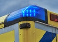 Close-up of a German ambulance van with blue emergency lights Royalty Free Stock Photo