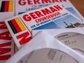 Close up of German language course study material