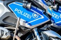 Close-up of German police motor bike