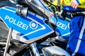 Close-up of German police motor bike Royalty Free Stock Photo