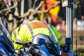 Close-up of German police motor bikes with anonymous police men Royalty Free Stock Photo