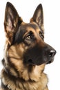 Close-up of a German Shepherd in front of a white background