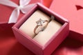 close-up of a gift box with an engagement ring inside Royalty Free Stock Photo