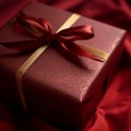 A close-up of a gift box with intricate wrapping paper