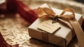 A close-up of a gift box with a handwritten message