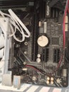 Close-up of Gigabyte Motherboard with Components and Cables Royalty Free Stock Photo
