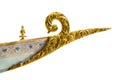 Close-up of a gilded decoration of the front of an imperial galley
