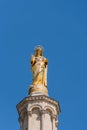 Close-up of the gilded statue above Avignon cathedral, France