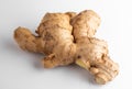 Close-up on a ginger root on white background Royalty Free Stock Photo