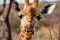 Close up of a giraffe head during a safari trip, animals, wildlife